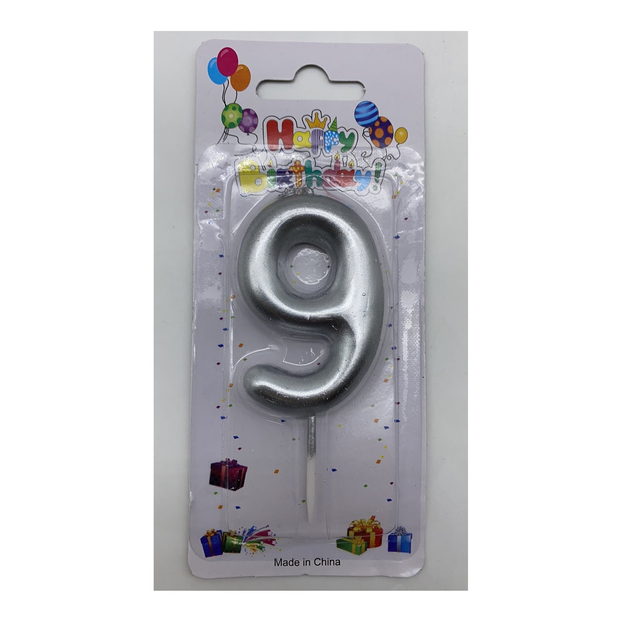 Number Candle Silver 9